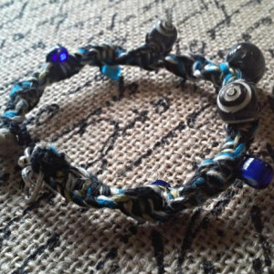 Blue Spiral Macrame Hemp Bracelet