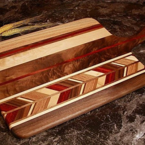 Handcrafted Long Handled ©Feather Edge Cutting Board, Charcuterie Board