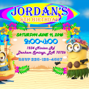 Minion Beach Birthday Party Invitation