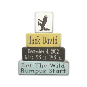 Where The Wild Things Are - personalized baby gift- new baby birth stats sign