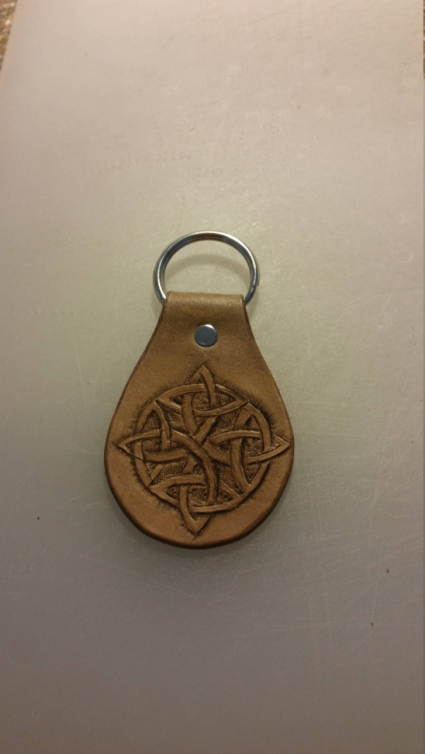 Handtooled Celtic Knot Keychain Fob