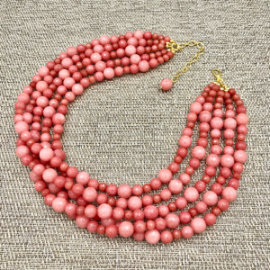 Chunky Camellia Jade Statement Necklace, Chunky Necklace, Jade Necklace, Multi Strand Necklace, Statement Necklace, Jade Beaded Necklace