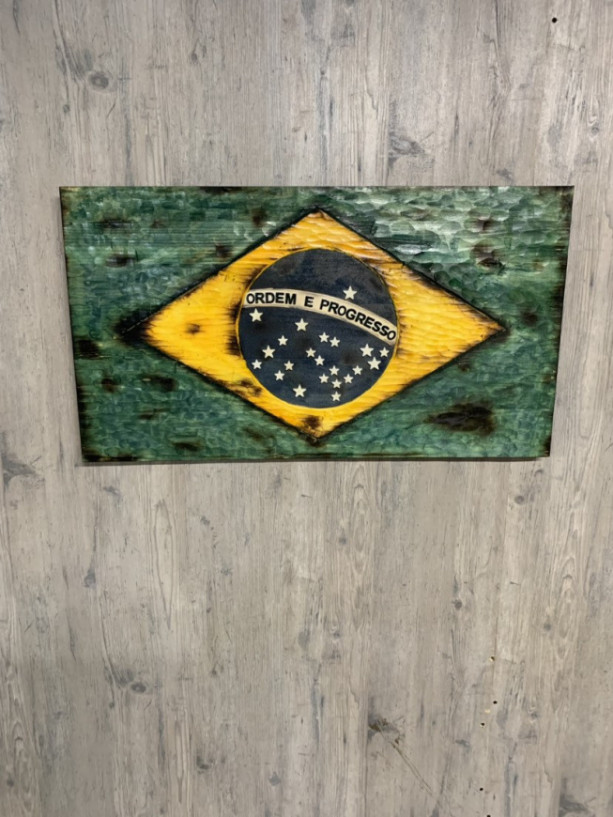 Wood Brazil Flag