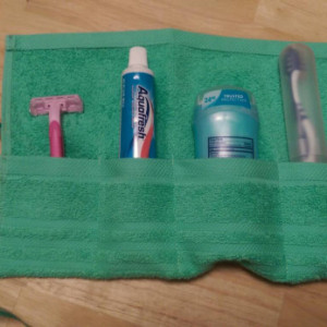 Travel Toiletry Roll Mint Green  Travel Toothbrush Roll,  Gym Bag Roll,  Toothbrush Holder,  Camping,  Overnight,  Make Up Brush Roll