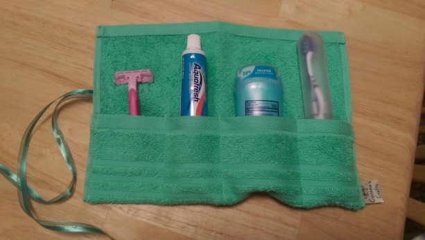 Travel Toiletry Roll Mint Green  Travel Toothbrush Roll,  Gym Bag Roll,  Toothbrush Holder,  Camping,  Overnight,  Make Up Brush Roll