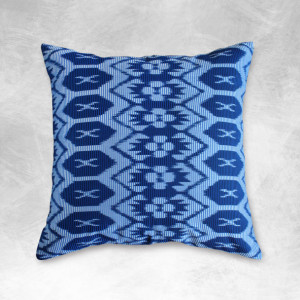 Ikat Pillow Cushion Cover, Indonesian Handwoven "Indigo Ratu" Traditional Decorative pillow