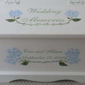 Hydrangea Wedding Keepsake Chest Box personalized wedding gift