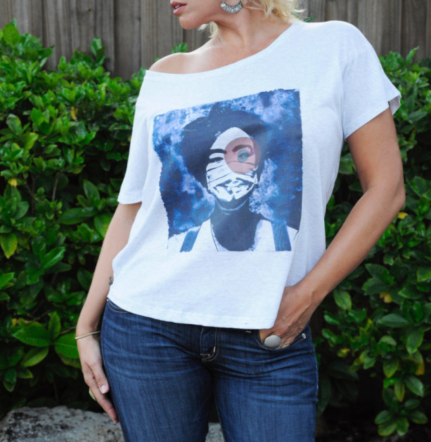 Handmade printed Tee, t-shirt, top with colorful photography collage