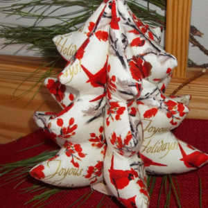3D Cardinal Christmas Tree, Soft Sculpture Tree, Holiday Accent, Gift, Christmas Decoration