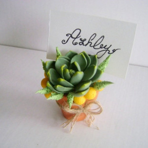 Succulent Place Card Holder Wedding Escort Card Wedding Favor Party Decoration Clay Succulent Rustic Wedding Decor Set of 10 Made to Order
