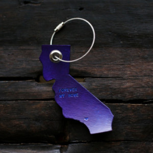 Leather Luggage Tags, Custom State Luggage Tags, Womens Christmas Gift (Purple Color)