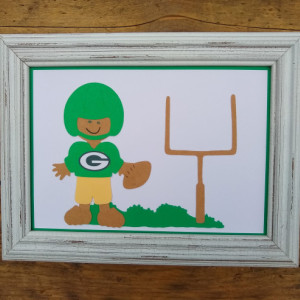 5" x 7" framed Green Bay Packer football player paper doll