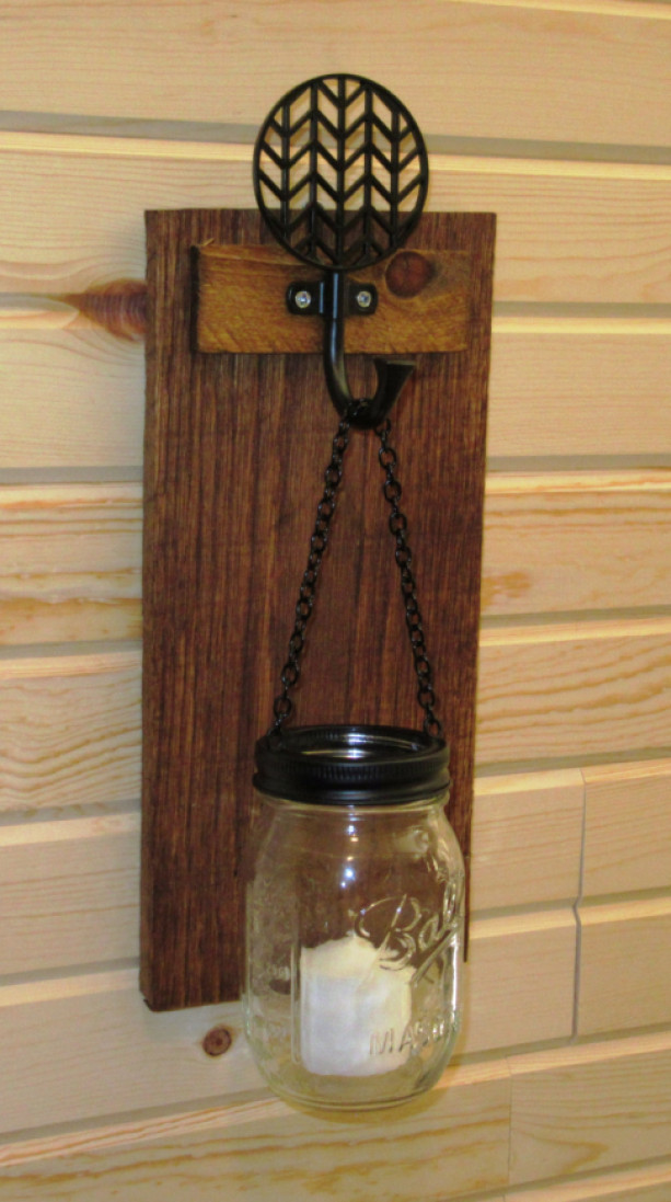 Rustic Mason Jar Wall Sconce, Mason Jar Candle Holder, Wall Scon | aftcra