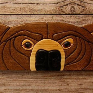 Handcrafted Bear Intarsia Door Topper, Intarsia Wood Art, Wall Art