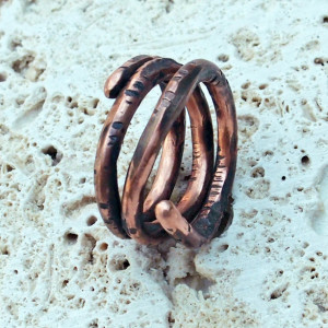 Copper Spiral Coil Ring Size 5 Hand Forged