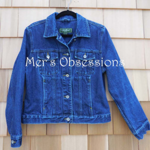 Women's Denim Jacket with Embroidered Steampunk Butterfly Wing