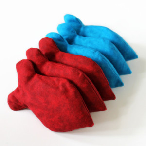 Blue and Red Goldfish Shaped Bean Bags  (set of 6) Crimson Turquoise Child's Toy Homeschool Party Favor (US Shipping Included)