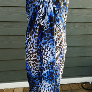 Animal blue print beach sarong, wrap, scarf shawl