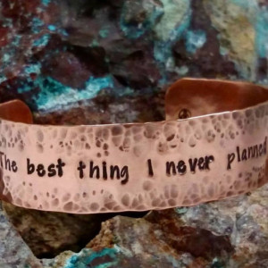 Hammered Copper Cuff with Hand Stamped Message or Quote