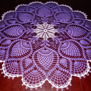 Stunning Real Handmade Crochet Tablecloth-Doily, PURPLE, Round, 36", 100% Cotton, US FREE shipping