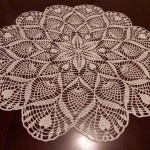 Amazing Real Handmade Crochet Tablecloth-Doily, White color, 31.5", "LITTLE HEARTS", 100% Cotton - FREE shipping U S