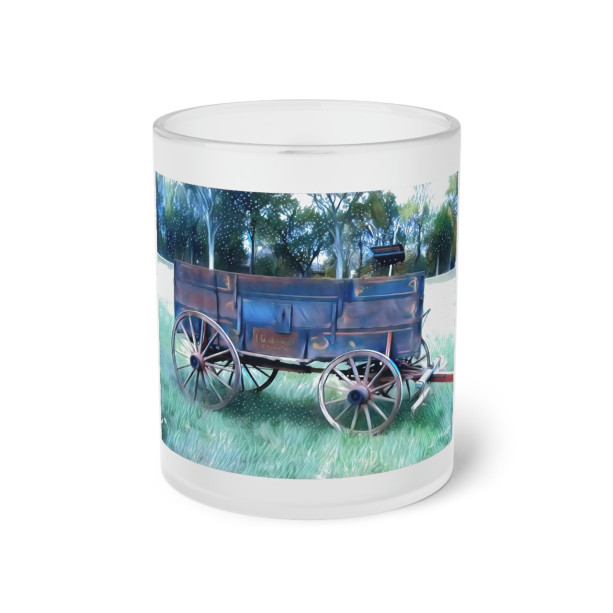 Old West Wagon Frosted Glass Mug Free Shipping
