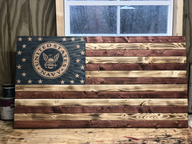 Navy Wooden Flag