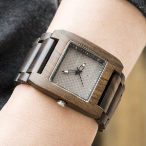 UD Personalized/Engraved Exotic Dark Square Wooden Watch, Gift for him