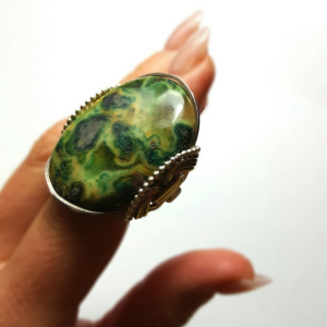 Handmade Ring - Green Druzy Agate Statement Size 11 - 12