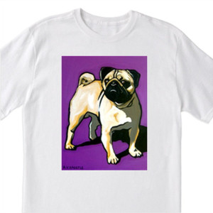 POP Art- Pug Dog with Purple- 100% Cotton T-Shirt for Men, Women & Youth by A.V.Apostle