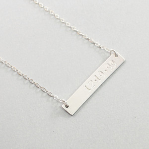 Personalized bar necklace, sterling silver custom date necklace engraved necklace rectangle