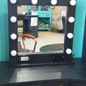 BLACK 24 x 24 Glamour make up/ stylist mirror with outlet, touch dimmer and Usb option