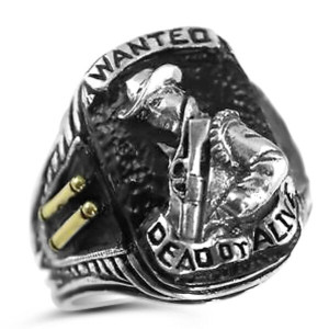 Wanted Dead or Alive,Bounty Hunter sterling silver ring