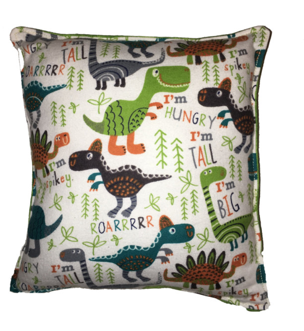 Dinosaur Pillow Cute Soft Flannel Pillow Kid Safe 100% Hypoallergenic Square Pillow Handmade