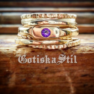 Primeval Brass Stacking Band with Amethyst