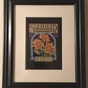 Sunflower cross stitch wall picture