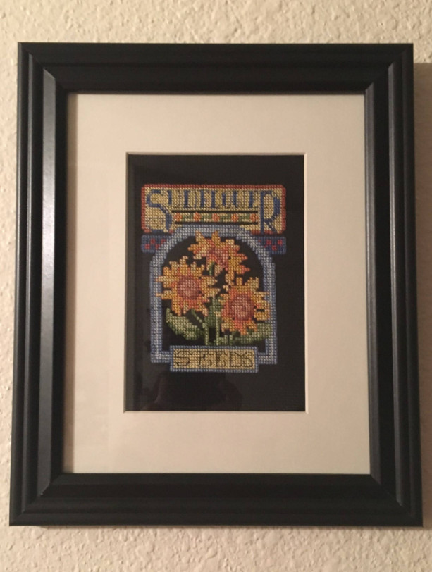 Sunflower cross stitch wall picture