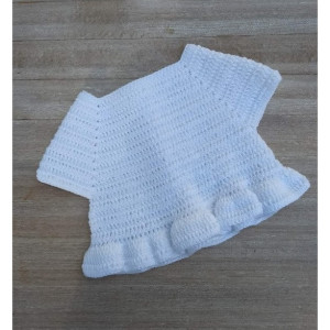 Crochet peplum white color babygirl. Crochet photo props.