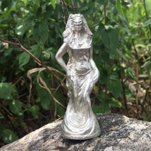 Witch or enchantress pewter figurine, hand cast