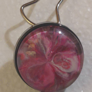 Hand painted glass cabochon badge reel. Clip on and retractable.