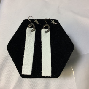 White leather earrings 