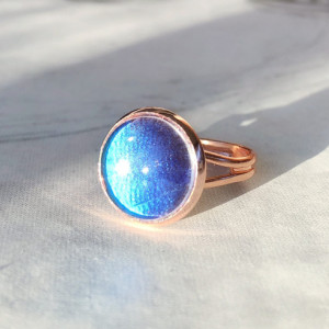 Real Butterfly Wing Ring - Real Butterfly Jewelry - Rose Gold Ring - Gift for Her - Blue Morpo Ring - Blue Morpho Jewelry - Metallic Blue