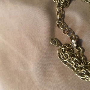Handmade Multi Chain Muted Gold Charms Rhinestone