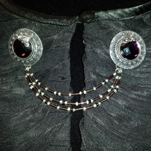 Purple Rhinestone and Beads Sweater Pin
