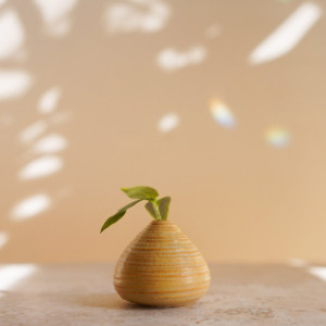 tiny textured yellow bud vase - handmade ceramics