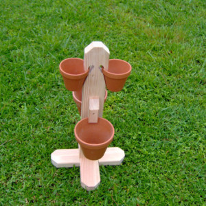 Wooden Freestanding Clay Pot Holder For 4 Pots