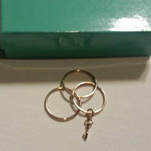 Tiny gold key stacking rings/skeleton key charm rings