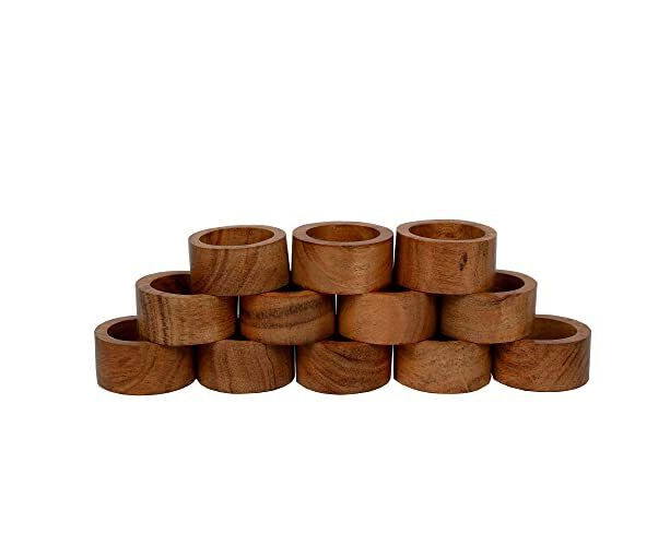 lot of 12 Handmade Acacia Wood Napkin Ring for Dining Wooden napkin Ring