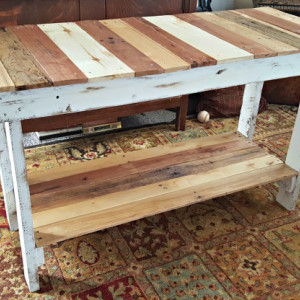 Handcrafted Reclaimed Wooden Whitewashed Pallet Sofa Table
