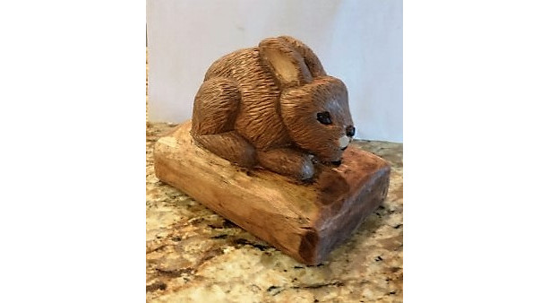 Hand Carved Wood Bunny Woodcarving One of a Kind